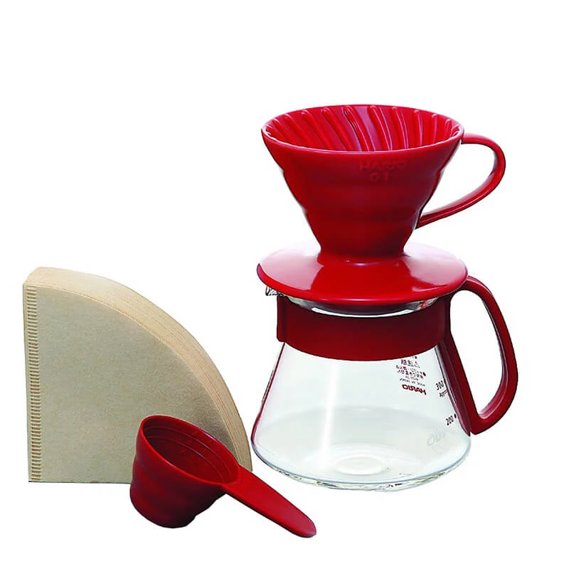 Hario V60 Color Dripper & Pot Red 1 Hario V60 Color Dripper & Pot Red